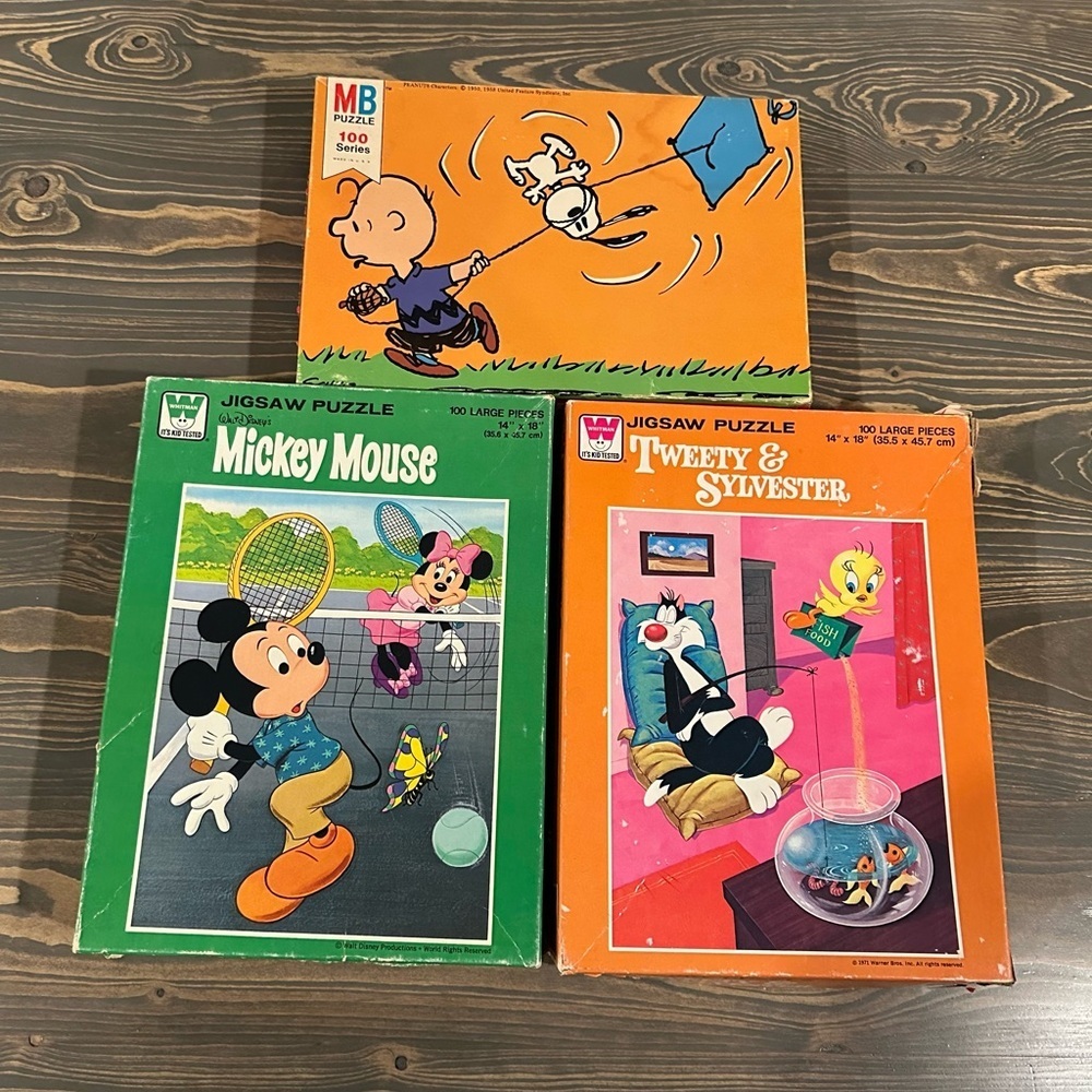 Mickey Mouse, Peanuts and Tweety Jigsaw 100 Piece Puzzle Bundle